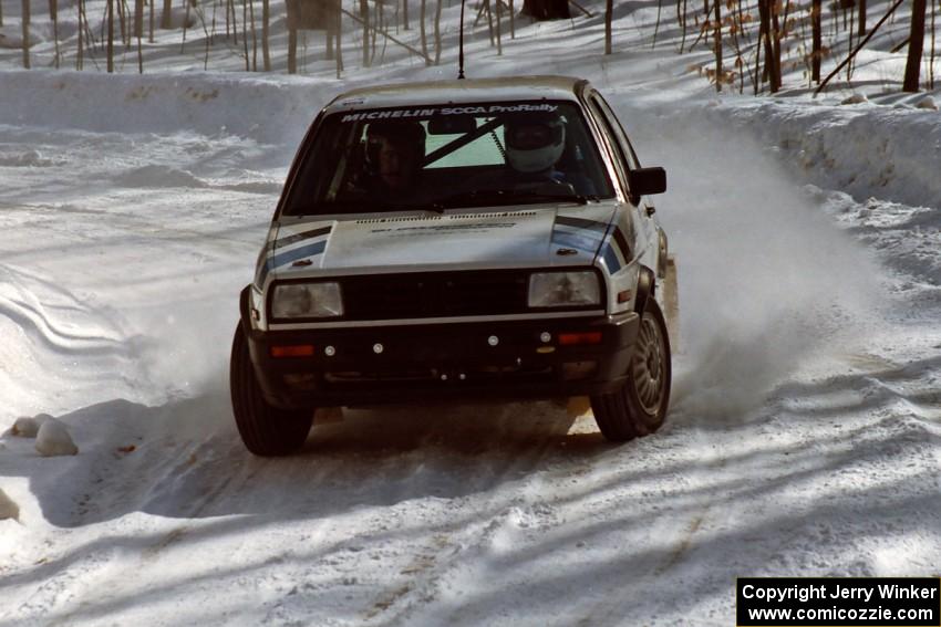 Eric Burmeister / Mark Buskirk VW GTI drifts through a right-hander on SS3.