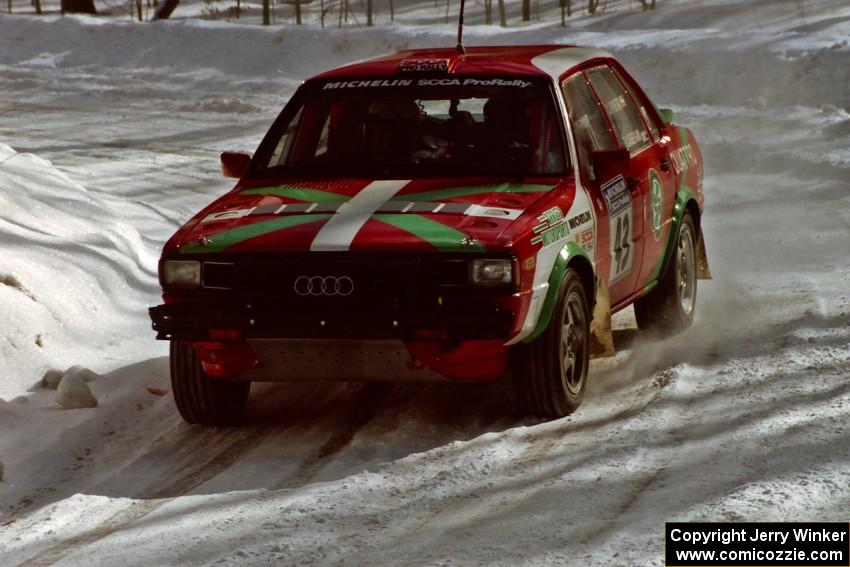 Carlos Arrieta, Sr. / Dick Casey Audi 4000 Quattro comes through a right-hander on SS3.