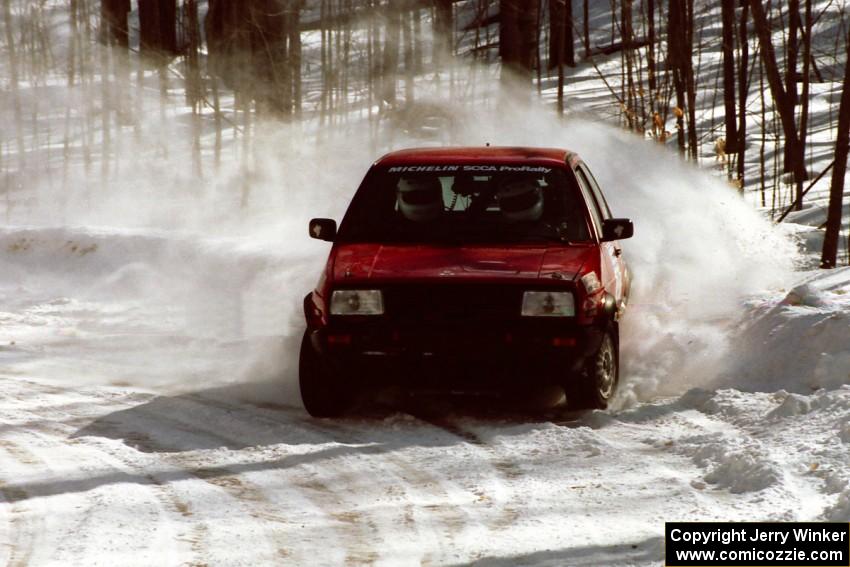 Brian Vinson / Richard Beels VW GTI drifts wide at a right-hander on SS3.