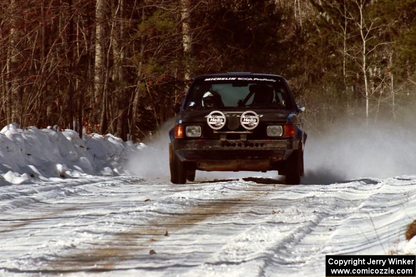 Mark Utecht / Diane Sargent Dodge Omni GLH-Turbo at speed on the stage before the midday lunch break.