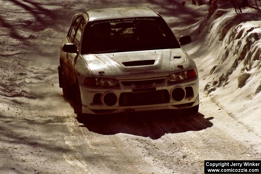 Pete Lahm / Matt Chester continued to get used to their Mitsubishi Lancer Evo IV after the lunch break.