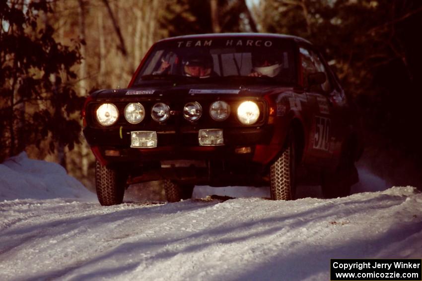 Scott Harvey, Jr. / Al Zifilippo DNF'ed before the end of the rally in their Dodge Colt GT seen here just before sundown.