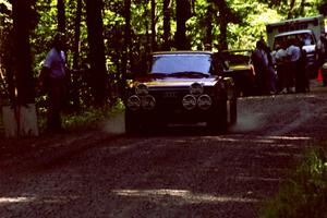 Jon Kemp / Rod Hendricksen Audi 4000 Quattro leaves the start of the practice stage.