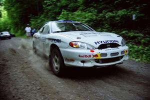 Paul Choiniere / Jeff Becker Hyundai Tiburon leaves the start of the practice stage.