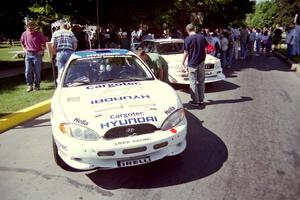 Noel Lawler / Charles Bradley Hyundai Tiburon and Frank Sprongl / Dan Sprongl Audi S2 Quattro before the rally.