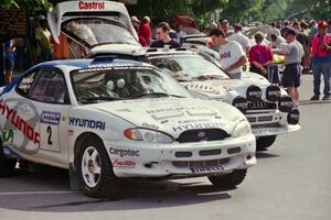 Noel Lawler / Charles Bradley Hyundai Tiburon and Frank Sprongl / Dan Sprongl Audi S2 Quattro before the rally.