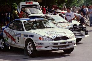 Noel Lawler / Charles Bradley Hyundai Tiburon and Frank Sprongl / Dan Sprongl Audi S2 Quattro before the rally.