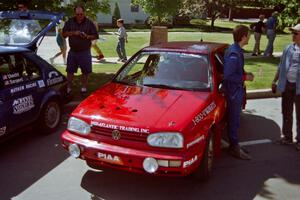 Chris Havas / Eric Tremblay VW Golf at the green in Wellsboro before the rally.