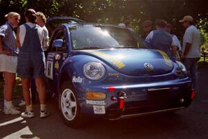 Karl Scheible / Gail McGuire VW Beetle at the green in Wellsboro before the rally.