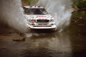 Frank Sprongl / Dan Sprongl Audi S2 Quattro at the finish of SS1, Stony Crossing.