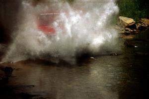 Jon Kemp / Rod Hendricksen Audi 4000 Quattro at the finish of SS1, Stony Crossing.