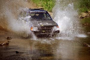 Mark Utecht / Diane Sargent Dodge Omni GLH-Turbo at the finish of SS1, Stony Crossing.