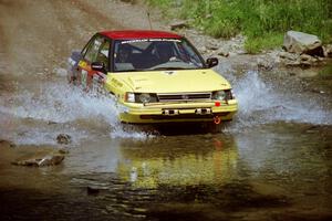 Dean Fry / Don Kennedy Subaru Legacy at the finish of SS1, Stony Crossing.