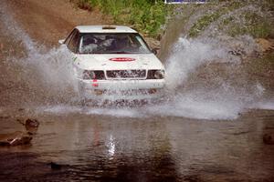 Demetrios Andreou / Constantine Mantopoulos Audi 90 Coupe Quattro at the finish of SS1, Stony Crossing.