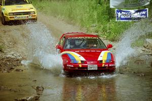 Greg Trepetin / Sonia Trepetin Honda Prelude VTEC and Vinnie Frontinan / Peter Watt VW Corrado at the finish of SS1.