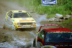 Greg Trepetin / Sonia Trepetin Honda Prelude VTEC and Vinnie Frontinan / Peter Watt VW Corrado at the finish of SS1.