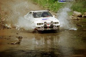 Lesley Suddard / Marc Goldfarb  Dodge Shelby Charger at the finish of SS1, Stony Crossing.
