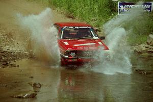 Jim Kuhn / Jennifer Logel Audi 4000 Quattro at the finish of SS1, Stony Crossing.