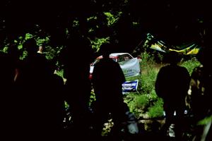 Arthur Wojcik / Chuck Cox Mitsubishi Galant VR-4 at the finish of SS1, Stony Crossing.