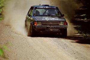 Mark Utecht / Diane Sargent Dodge Omni GLH-Turbo at speed on SS4, Cedar Run.