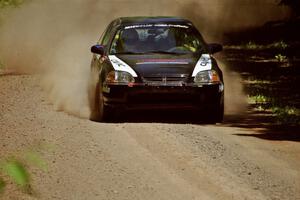 Jay Kowalik / Scott Embree Honda Civic CVT at speed on SS4, Cedar Run.