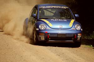 Karl Scheible / Gail McGuire VW Beetle at speed on SS4, Cedar Run.
