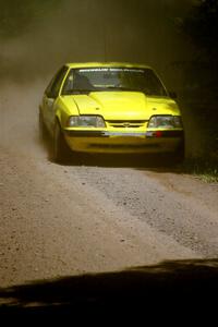 Don Rathgeber / Jimmy Brandt Ford Mustang at speed on SS4, Cedar Run.