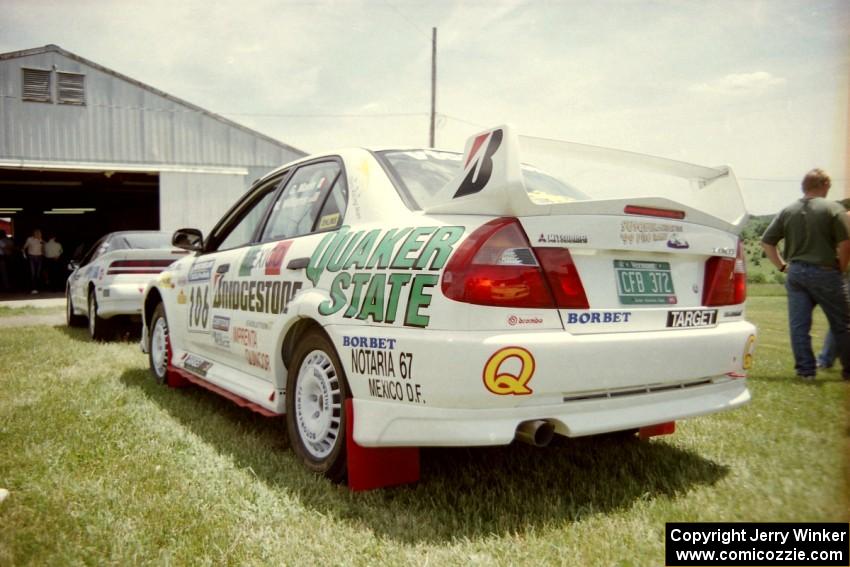 Gabriel Marin-Ortiz / Mark Williams Mitsubishi Lancer Evo V in the tech line.