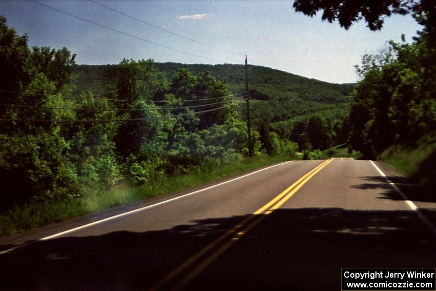 Driving from the tech area to the practice stage near Wellsboro.