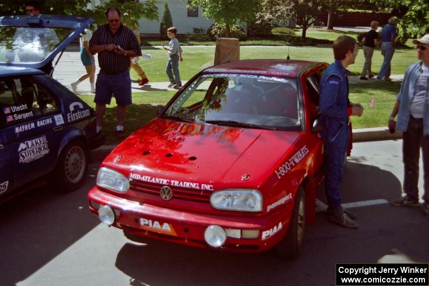 Chris Havas / Eric Tremblay VW Golf at the green in Wellsboro before the rally.