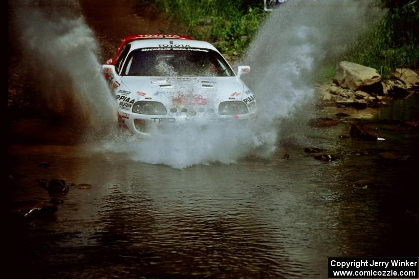 Ralph Kosmides / Joe Noyes Toyota Supra Turbo at the finish of SS1, Stony Crossing.