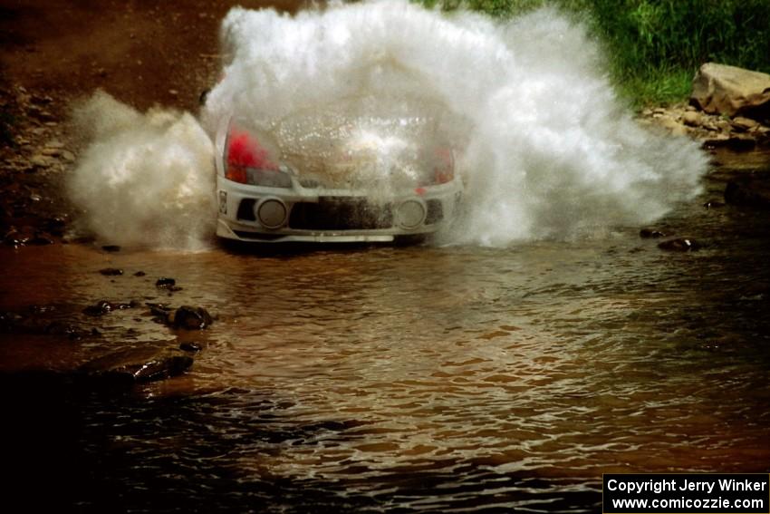 Garen Shrader / Doc Schrader Mitsubishi Lancer Evo IV at the finish of SS1, Stony Crossing.