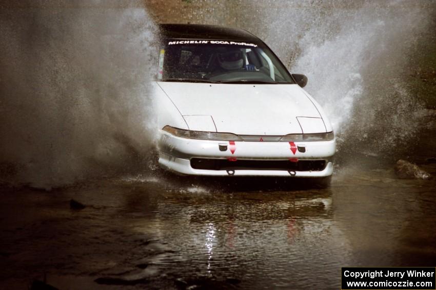 Chris Czyzio / Eric Carlson Mitsubishi Eclipse GSX at the finish of SS1, Stony Crossing.