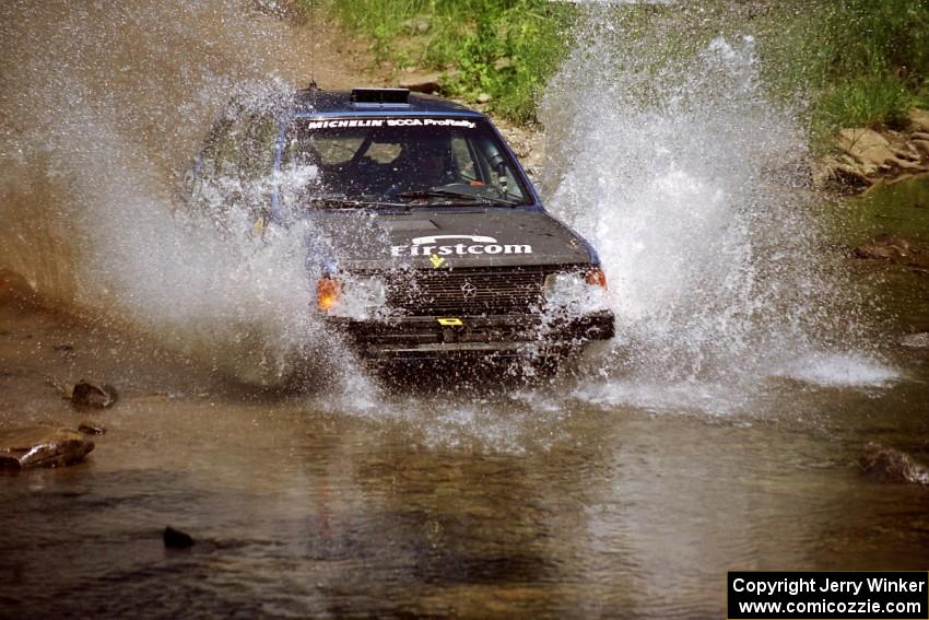 Mark Utecht / Diane Sargent Dodge Omni GLH-Turbo at the finish of SS1, Stony Crossing.