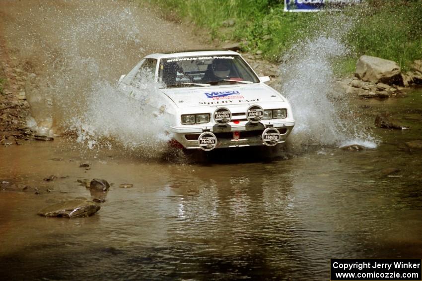 Lesley Suddard / Marc Goldfarb  Dodge Shelby Charger at the finish of SS1, Stony Crossing.