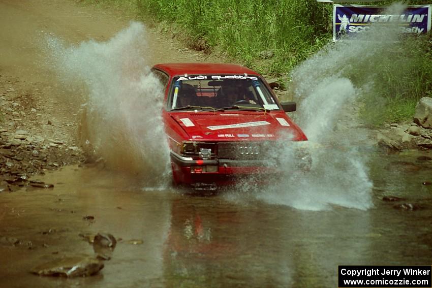 Jim Kuhn / Jennifer Logel Audi 4000 Quattro at the finish of SS1, Stony Crossing.