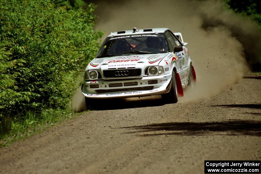 Frank Sprongl / Dan Sprongl Audi S2 Quattro at speed on SS4, Cedar Run.