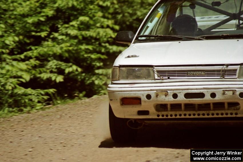 Keith Townsend / Jennifer Cote Toyota Corolla at speed on SS4, Cedar Run.