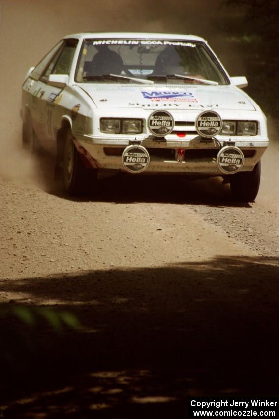 Lesley Suddard / Marc Goldfarb  Dodge Shelby Charger at speed on SS4, Cedar Run.