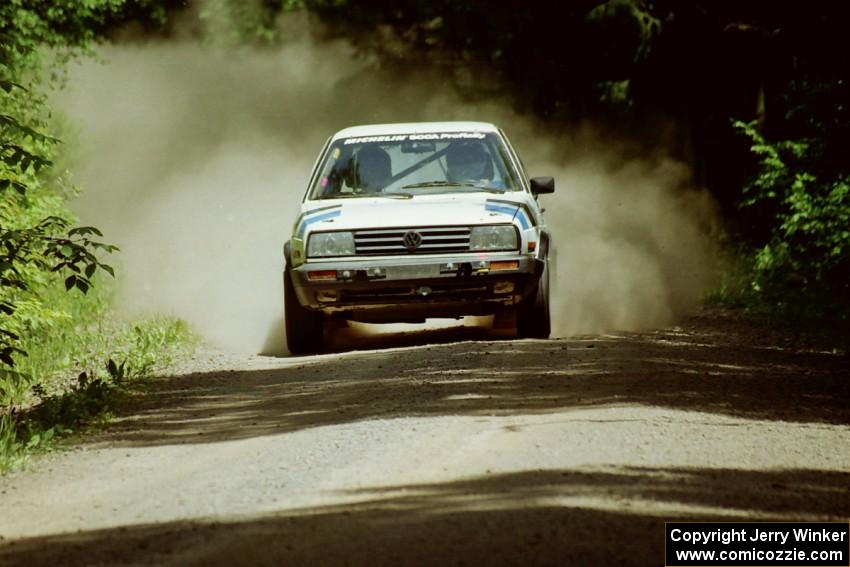 Eric Burmeister / Mark Buskirk VW GTI at speed on SS4, Cedar Run.