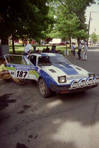 John Shirley / Phil Barnes Triumph TR-7 during the midday break on the green in Wellsboro.