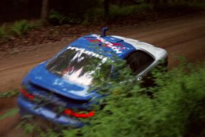 Paul Choiniere / Jeff Becker Hyundai Tiburon powers out of a hairpin on SS5, Thompson Point I.