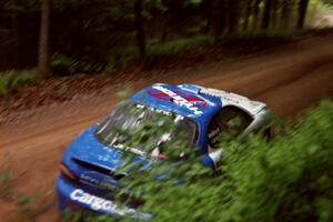 Noel Lawler / Charles Bradley Hyundai Tiburon powers out of a hairpin on SS5, Thompson Point I.