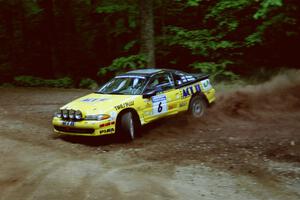 Steve Gingras / Bill Westrick Eagle Talon goes a bit wide at a hairpin on SS5, Thompson Point I.