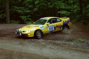 Jim Anderson / Martin Dapot Honda Prelude VTEC slides into a hairpin on SS5, Thompson Point I.