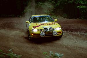 Jim Anderson / Martin Dapot Honda Prelude VTEC powers out of a hairpin on SS5, Thompson Point I.
