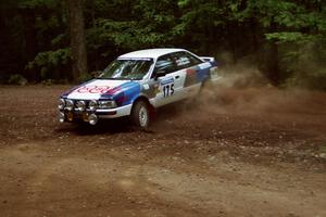 Alex Erisoty / Ben Greisler Audi 90 Quattro slides into a hairpin on SS5, Thompson Point I.