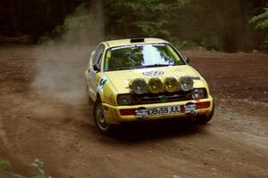 Vinnie Frontinan / Peter Watt VW Corrado powers out of a hairpin on SS5, Thompson Point I.