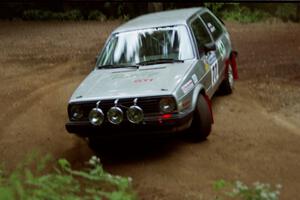 Robert Pao / Bob Barrall  VW GTI powers out of a hairpin on SS5, Thompson Point I.