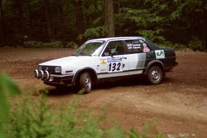 William Tremmel / Peter Coleman VW Jetta GL powers out of a hairpin on SS5, Thompson Point I.